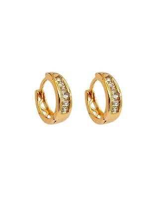 Gold plated elegant cz small hoop earrings 2