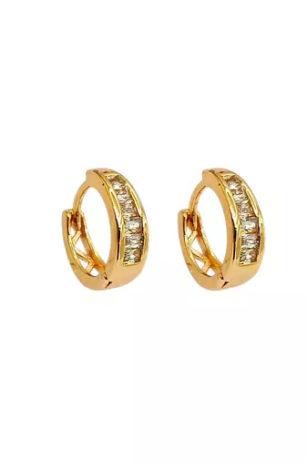Gold plated elegant cz small hoop earrings