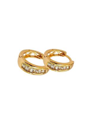 Gold plated elegant cz small hoop earrings 3