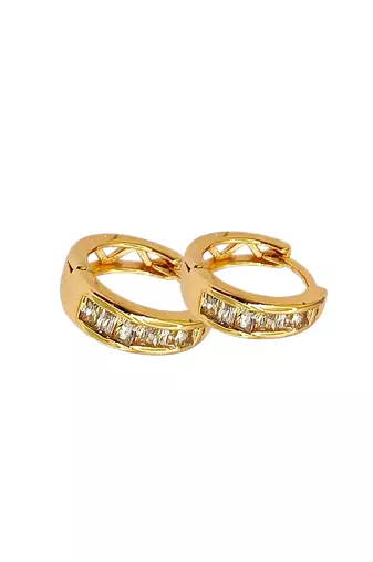Gold plated elegant cz small hoop earrings