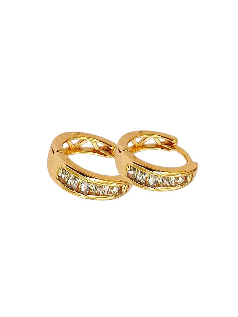 Gold plated elegant cz small hoop earrings