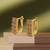 Gold plated cz rectangular hoop earrings
