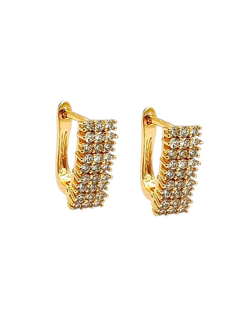 Gold plated cz rectangular hoop earrings
