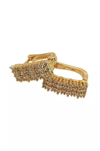 Gold plated cz rectangular hoop earrings