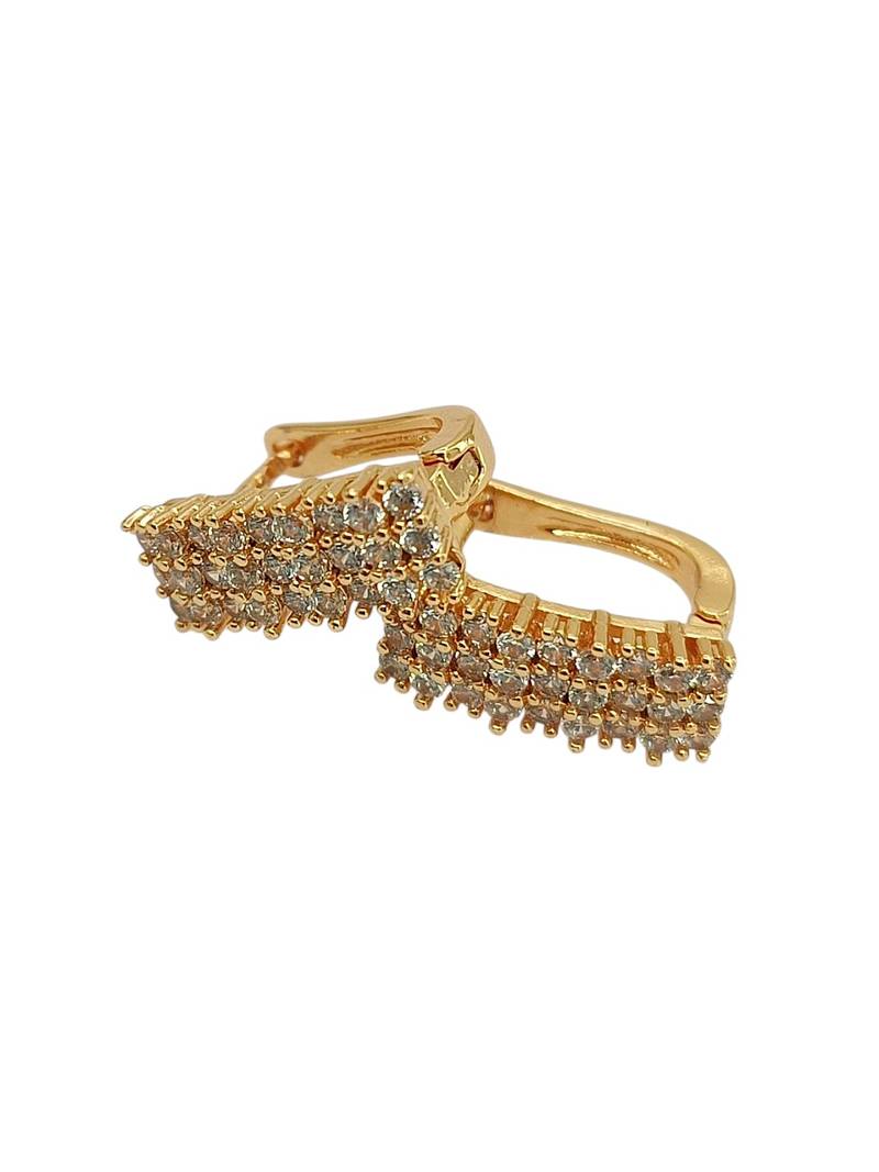 Gold plated cz rectangular hoop earrings