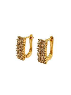Gold plated cz rectangular hoop earrings 4