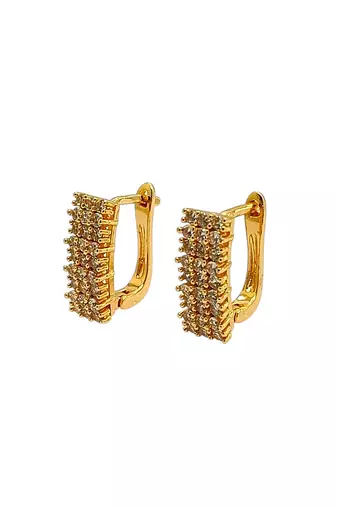 Gold plated cz rectangular hoop earrings
