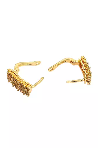 Gold plated cz rectangular hoop earrings
