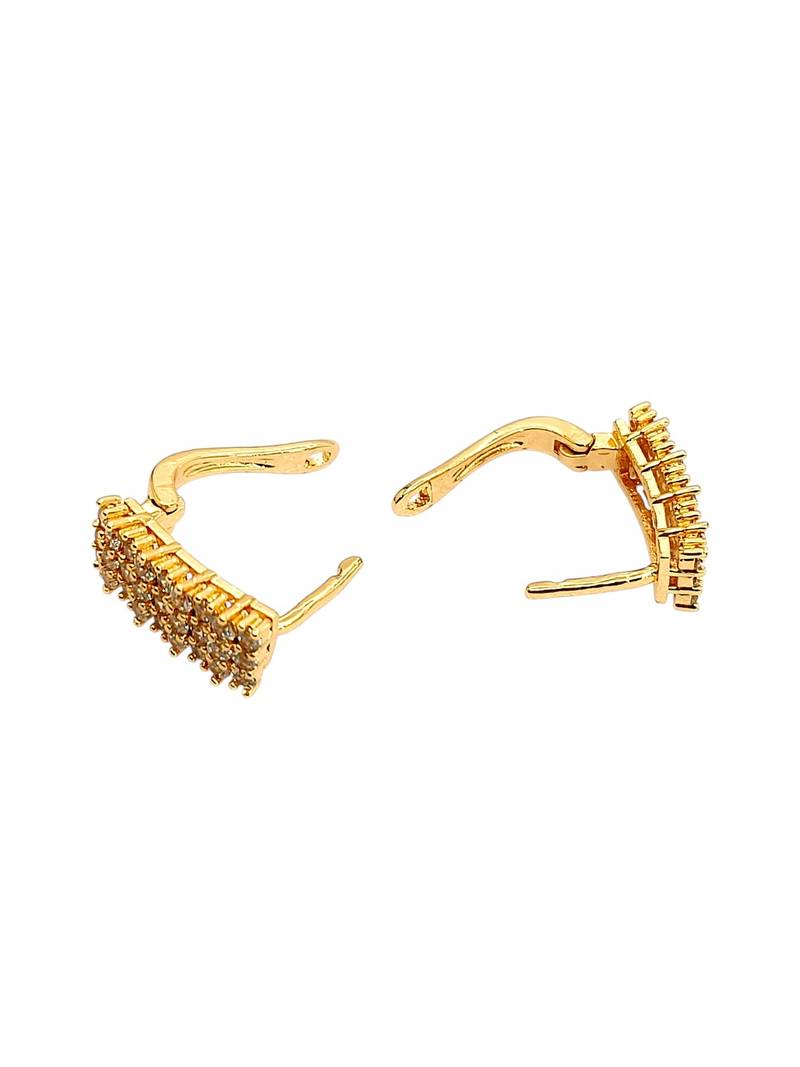 Gold plated cz rectangular hoop earrings