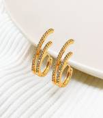 Gold plated cz double hoop earrings