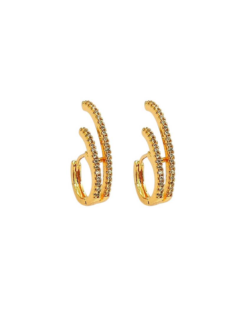 Gold plated cz double hoop earrings
