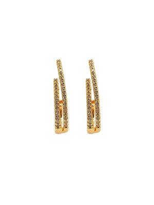 Gold plated cz double hoop earrings 3