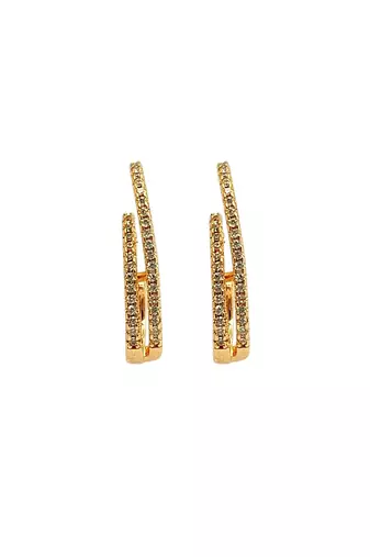 Gold plated cz double hoop earrings