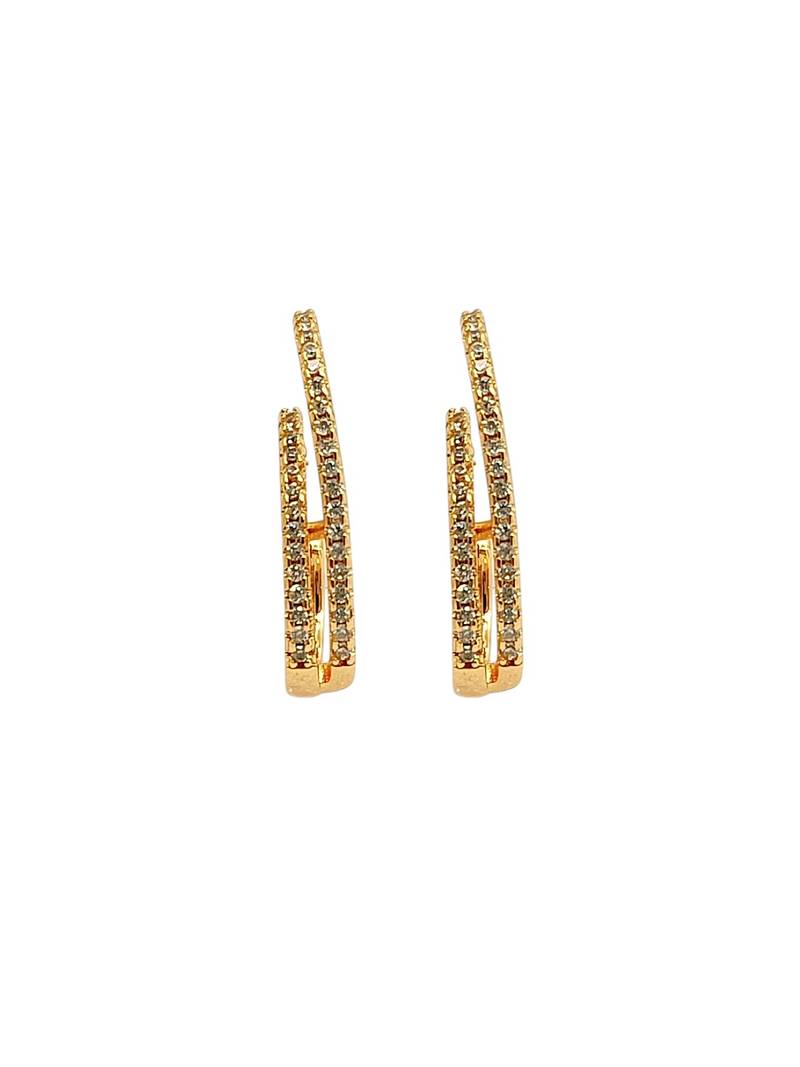Gold plated cz double hoop earrings