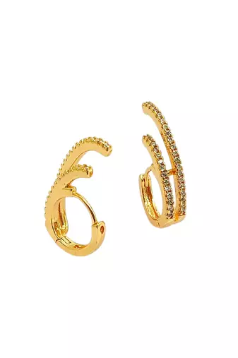 Gold plated cz double hoop earrings