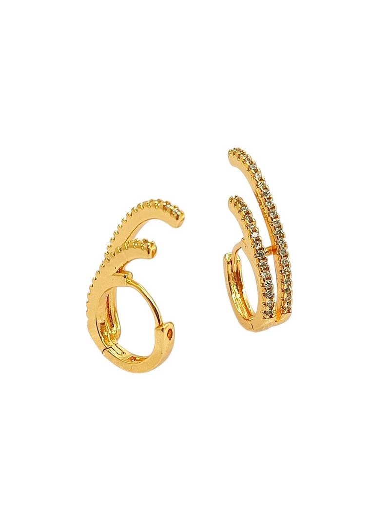 Gold plated cz double hoop earrings