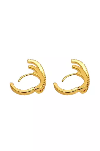 Gold plated cz double hoop earrings