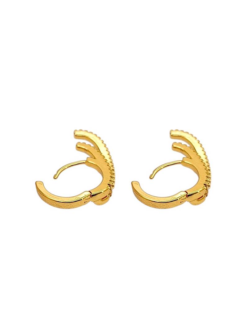 Gold plated cz double hoop earrings