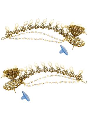 Antique gold plated kundan bahubali jhumka earrings set 4