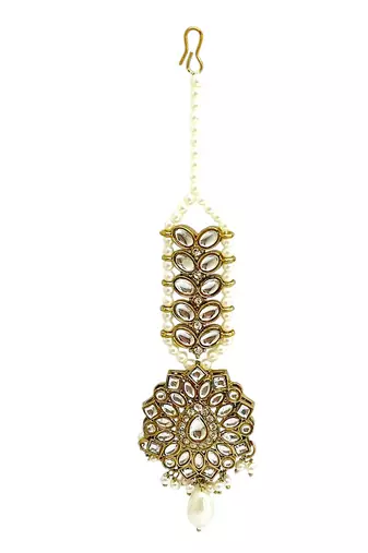 Antique gold plated kundan bahubali jhumka earrings set