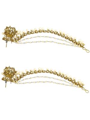 Antique gold plated traditional kundan bahubali jhumka earrings 4