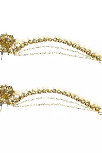 Antique gold plated traditional kundan bahubali jhumka earrings