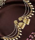 Antique gold plated kundan bahubali jhumka earrings