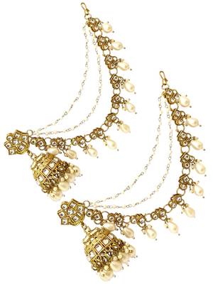 Antique gold plated kundan bahubali jhumka earrings 3