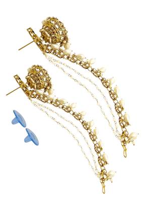 Antique gold plated kundan bahubali jhumka earrings 5