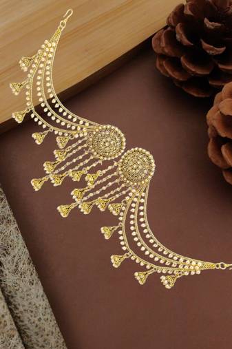 Gold plated multi layered bahubali jhumka earrings