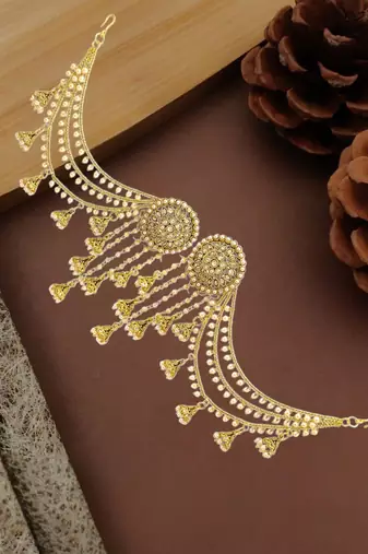Gold plated multi layered bahubali jhumka earrings
