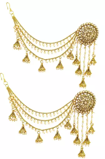 Gold plated multi layered bahubali jhumka earrings