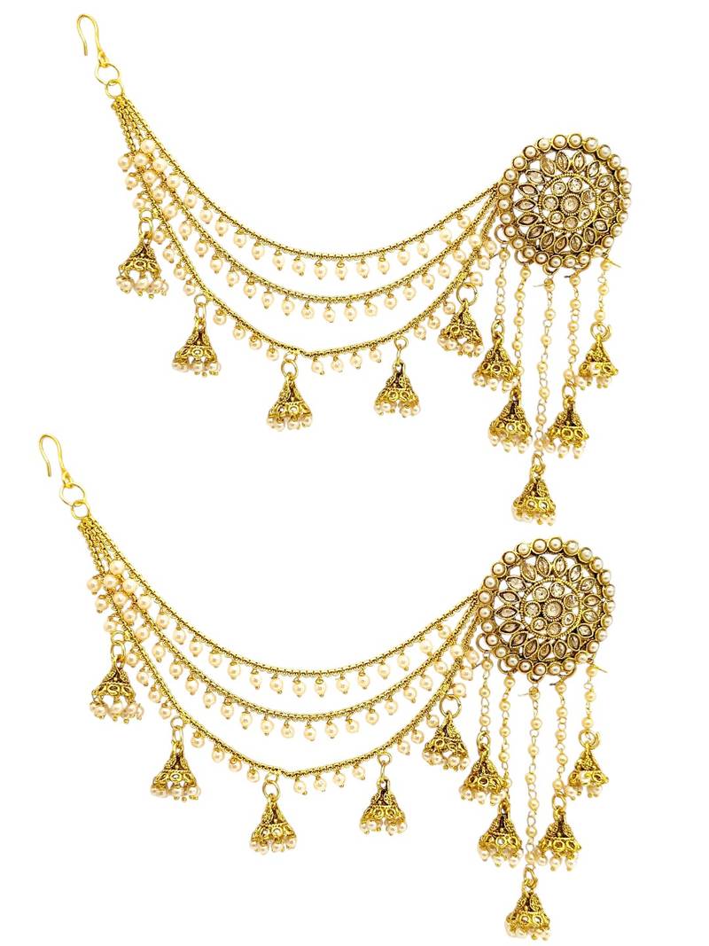 Gold plated multi layered bahubali jhumka earrings