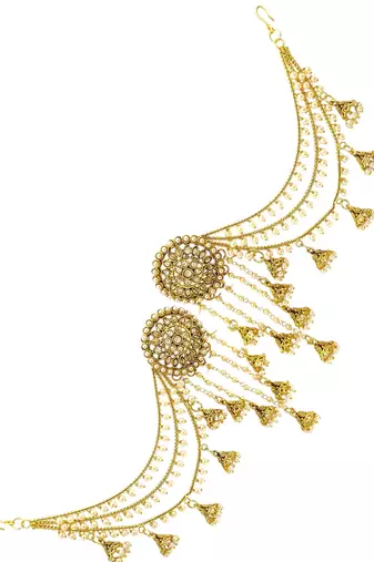 Gold plated multi layered bahubali jhumka earrings
