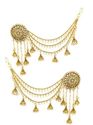 Gold plated multi layered bahubali jhumka earrings 4