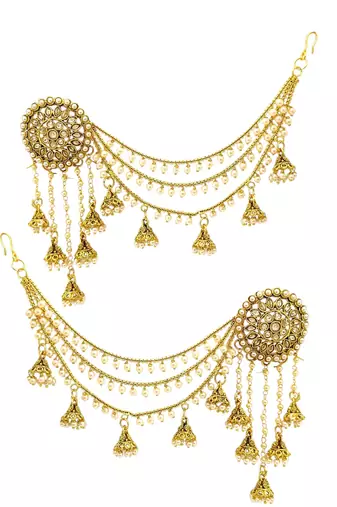 Gold plated multi layered bahubali jhumka earrings
