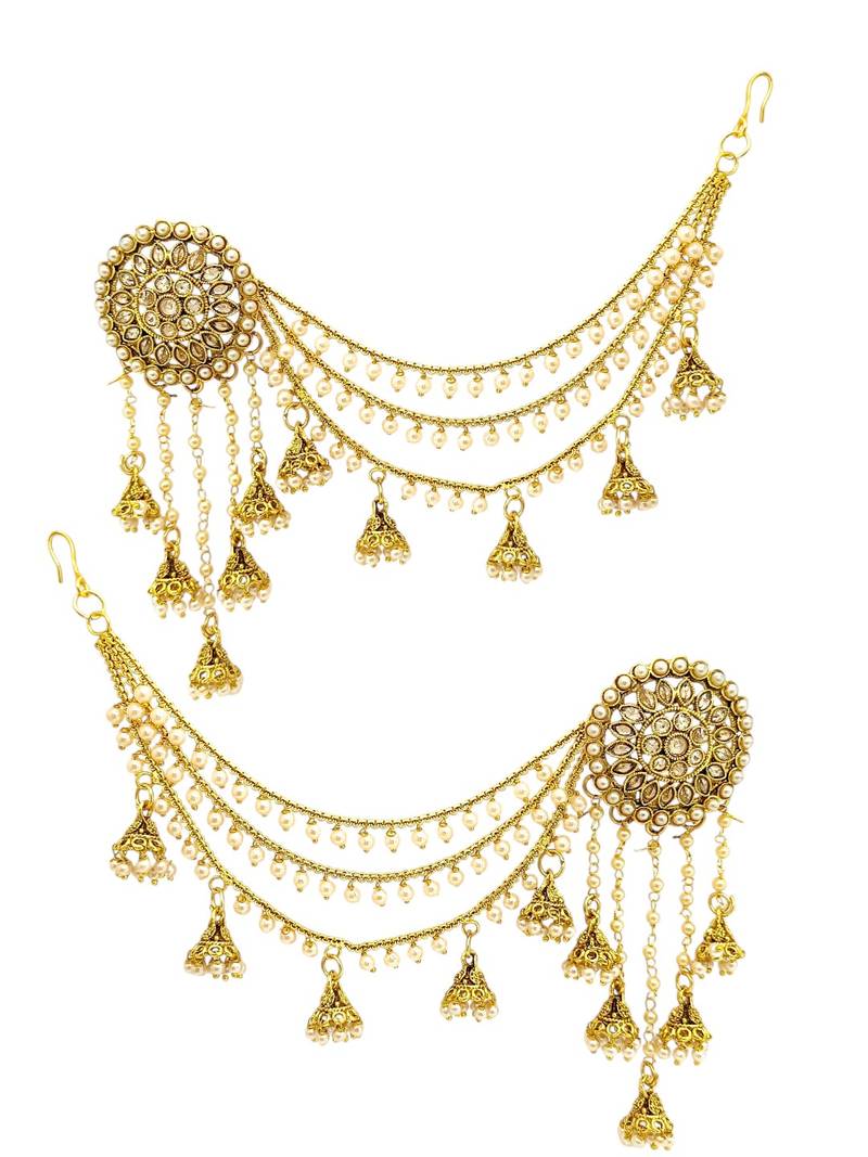 Gold plated multi layered bahubali jhumka earrings