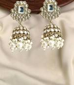 Antique gold plated kundan dome jhumka earrings
