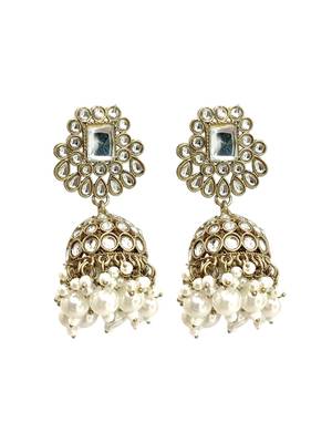 Antique gold plated kundan dome jhumka earrings 2