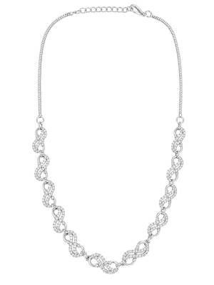 Silver plated american diamond infinity link necklace set 3