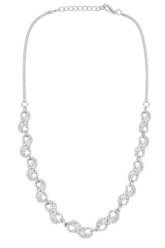Silver plated american diamond infinity link necklace set