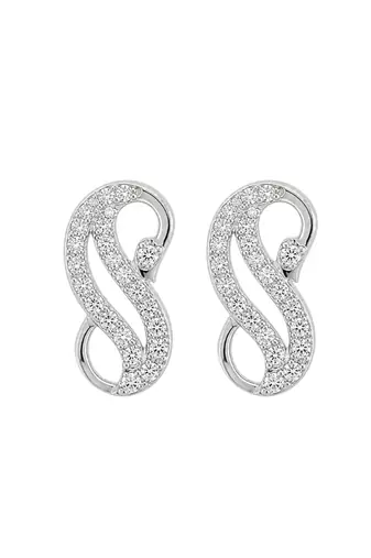 Silver plated american diamond infinity link necklace set