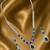 Silver plated elegance american diamond blue necklace set