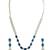 Silver plated elegance american diamond blue necklace set