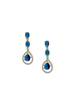 Silver plated elegance american diamond blue necklace set 4