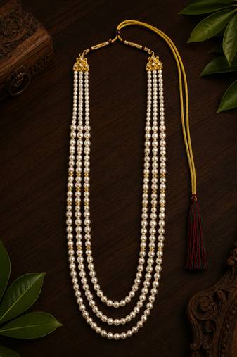 Gold plated layered groom mala necklace