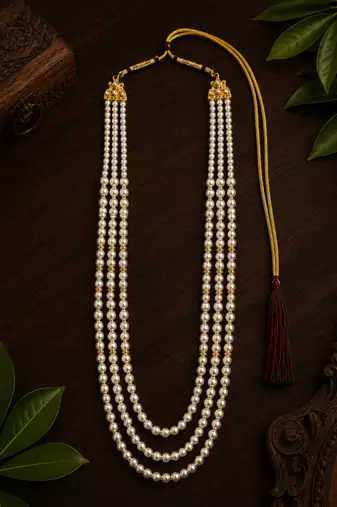 Gold plated layered groom mala necklace
