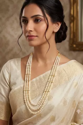 Gold plated layered groom mala necklace