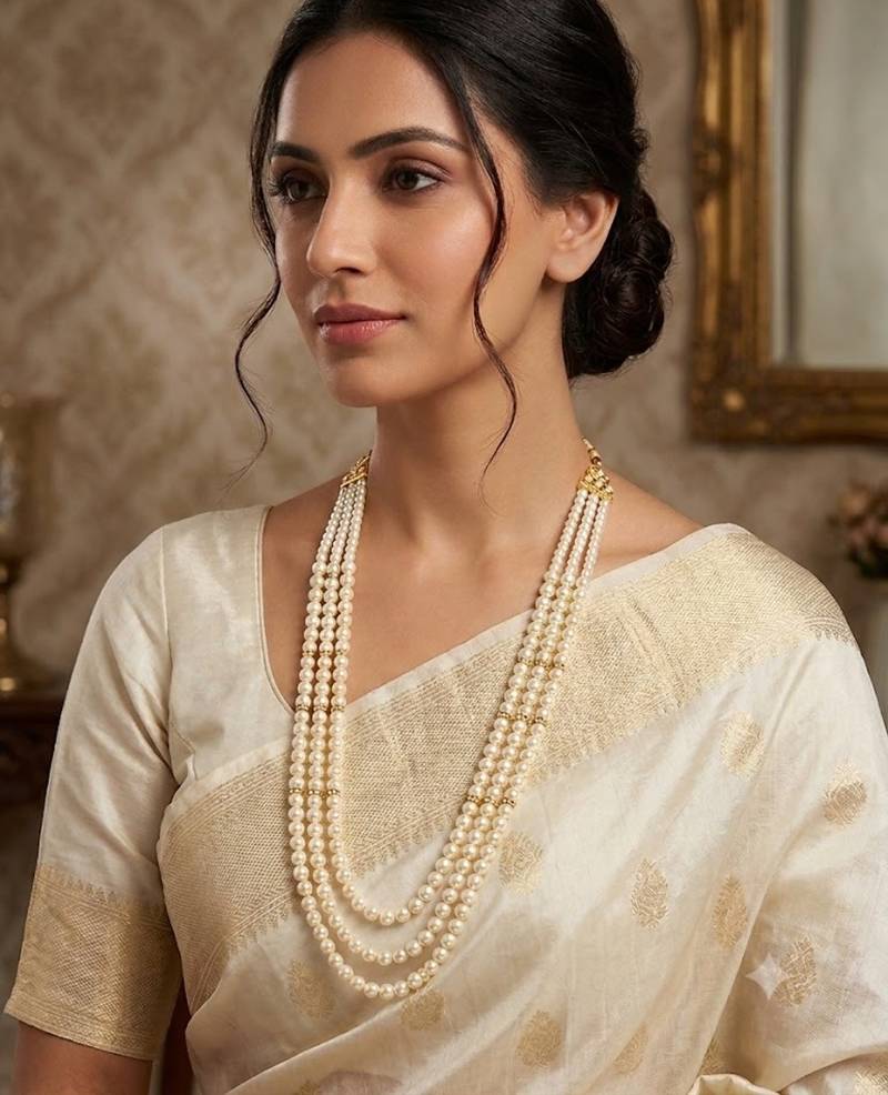 Gold plated layered groom mala necklace