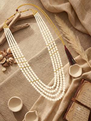 Gold plated layered groom mala necklace 1